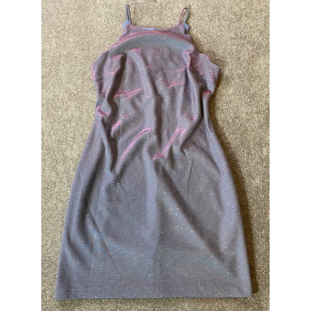 BCX Sparkly Purple Party Dress Straps Midi Size 5